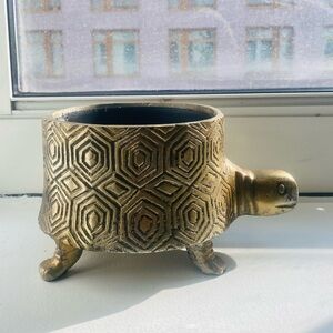 ✨ Anthropologie RARE Idol Planter turtle tortoise gold brass